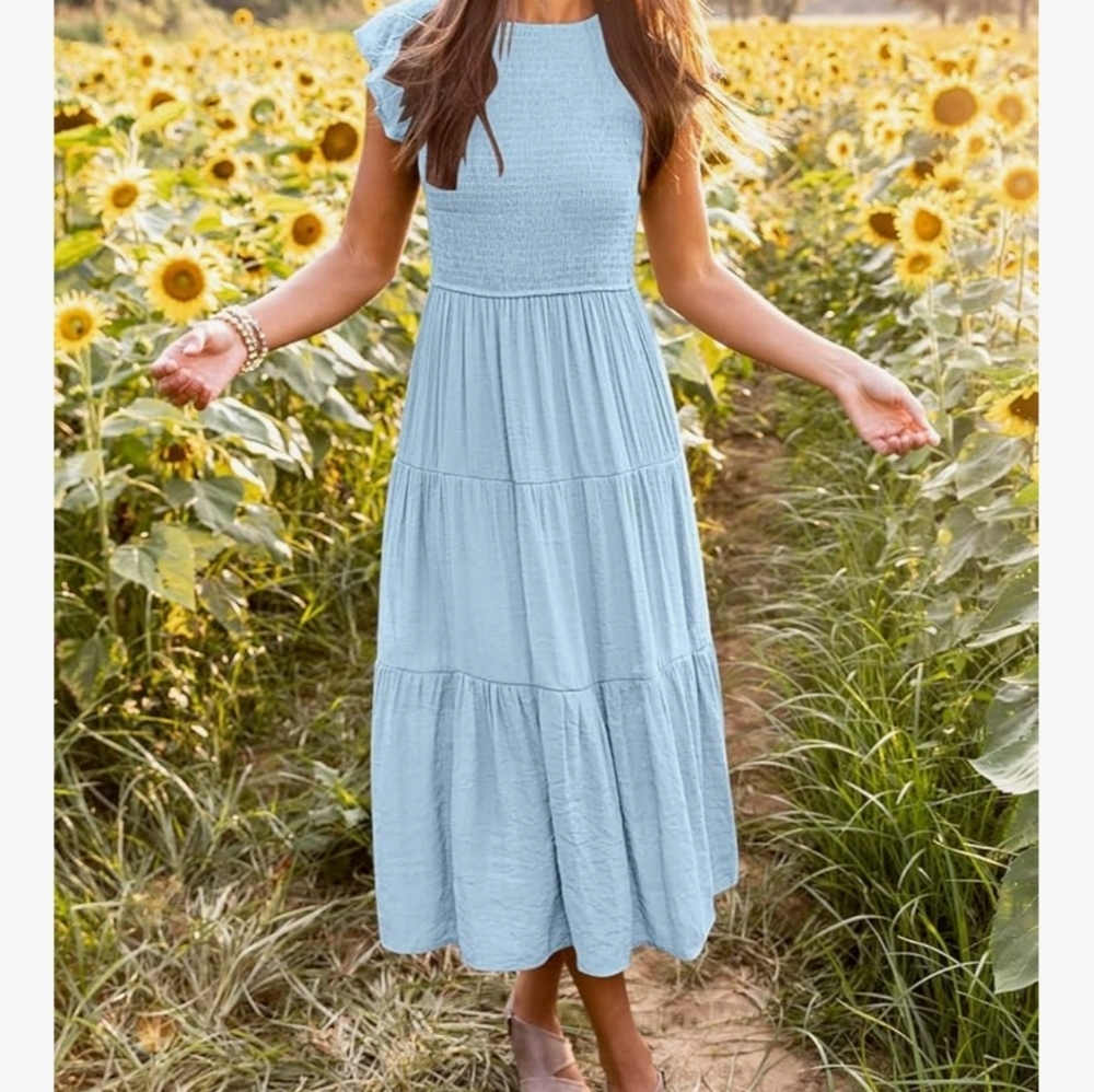 Light Blue Midi Dress